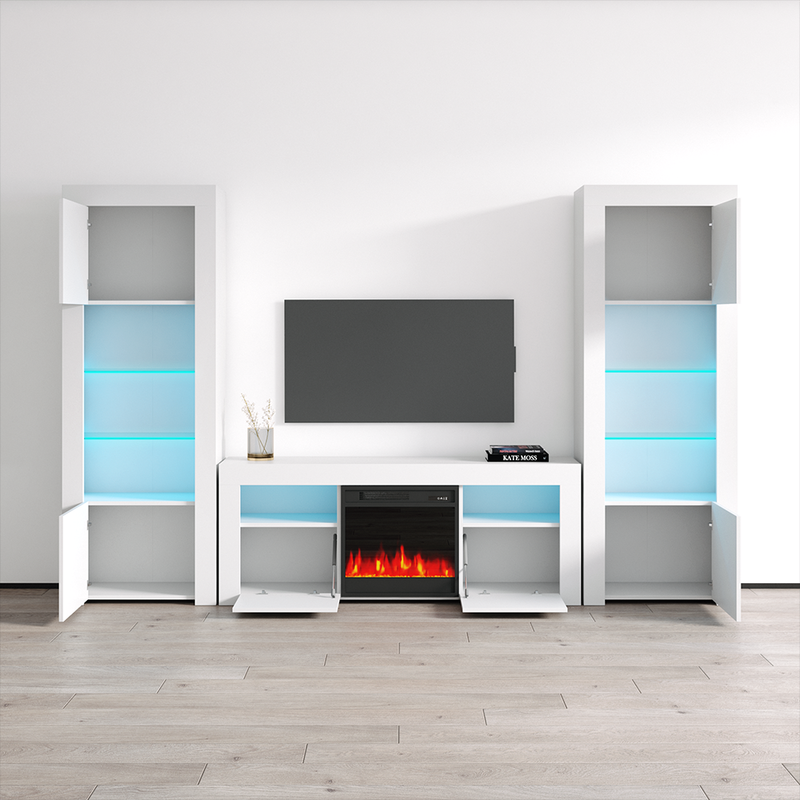 Milano 145EF-BK-BK Fireplace Entertainment Center - Meble Furniture