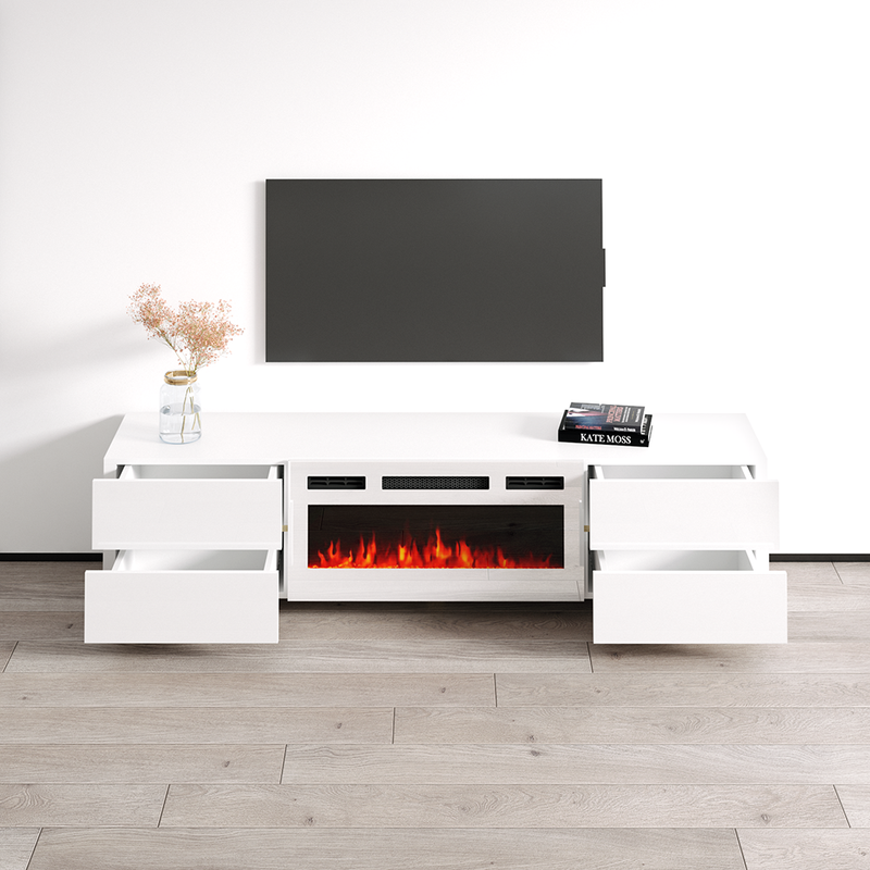 Bono 01 WH-EF Fireplace TV Stand - Meble Furniture