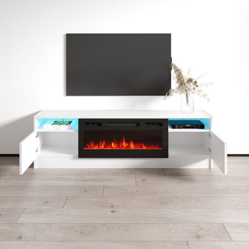 Duke 01 BL-EF Electric Fireplace 63" TV Stand - Meble Furniture