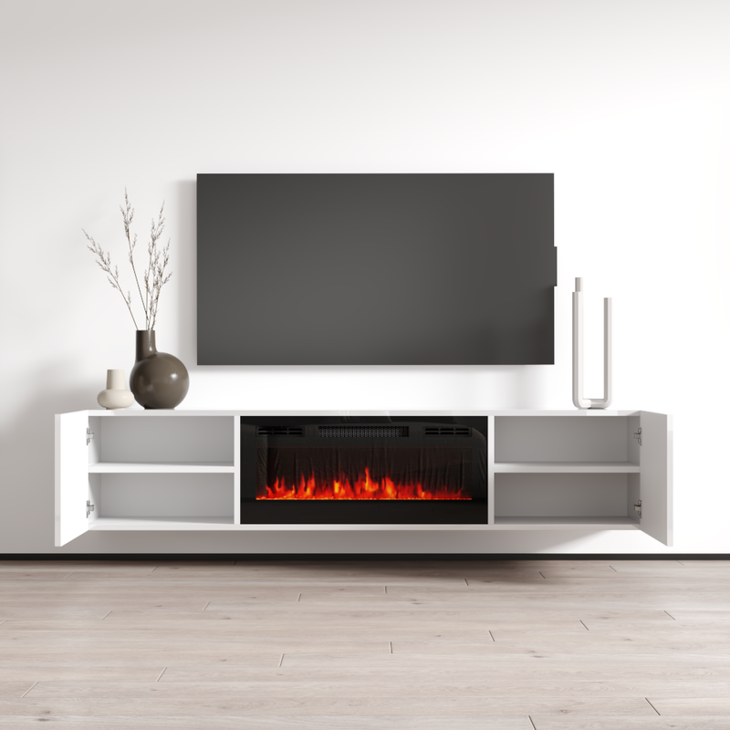 Cali BL-EF Floating Fireplace TV Stand - Meble Furniture