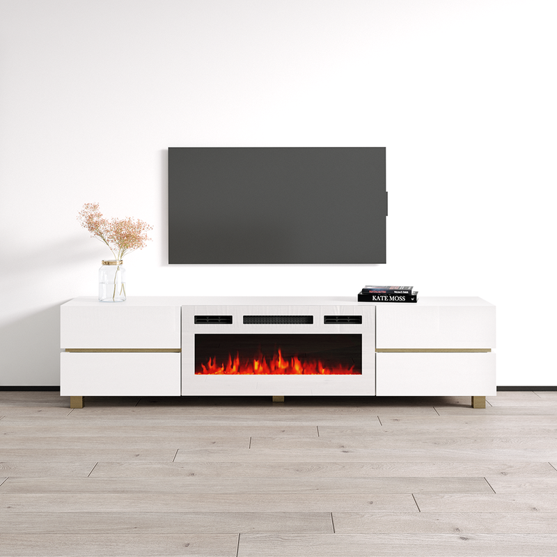 Bono 01 WH-EF Fireplace TV Stand - Meble Furniture